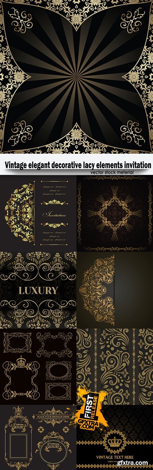Vintage elegant decorative lacy elements invitation