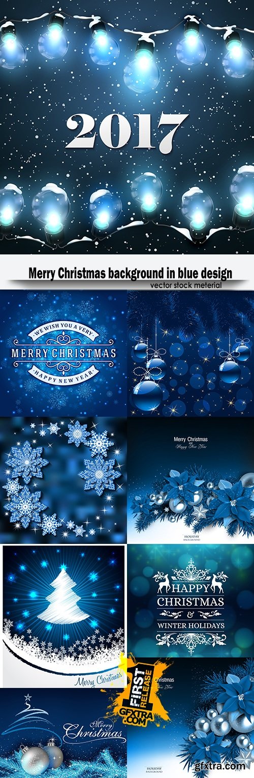 Merry Christmas background in blue design