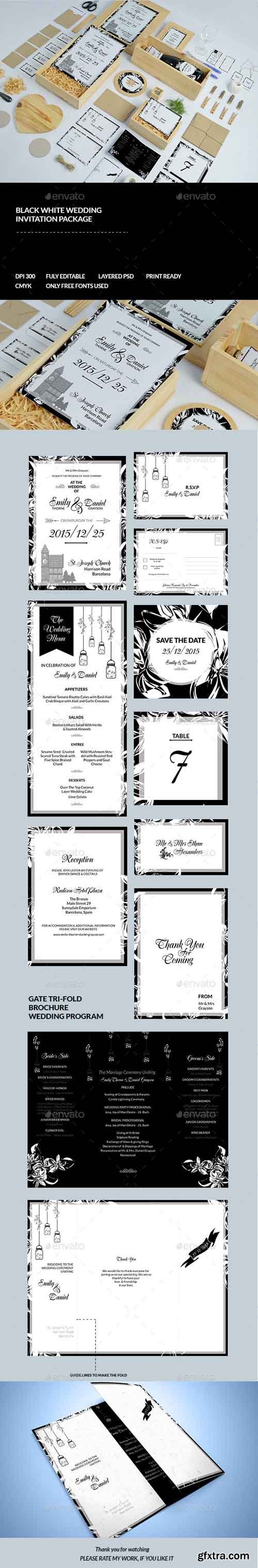 GR - Black & White Wedding Invitation Pack 12140211