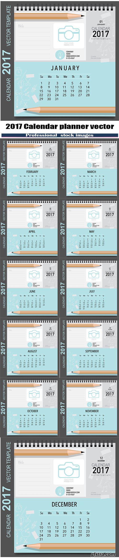 2017 Calendar planner vector design