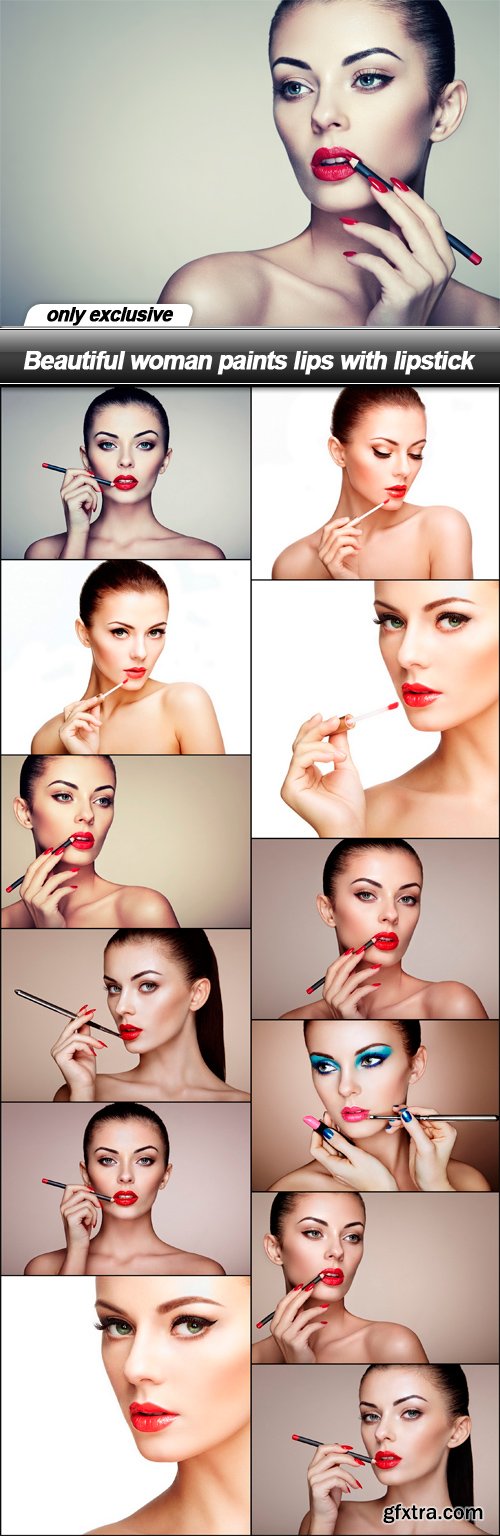 Beautiful woman paints lips with lipstick - 13 UHQ JPEG