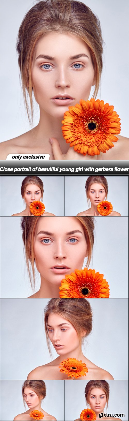 Close portrait of beautiful young girl with gerbera flower - 7 UHQ JPEG