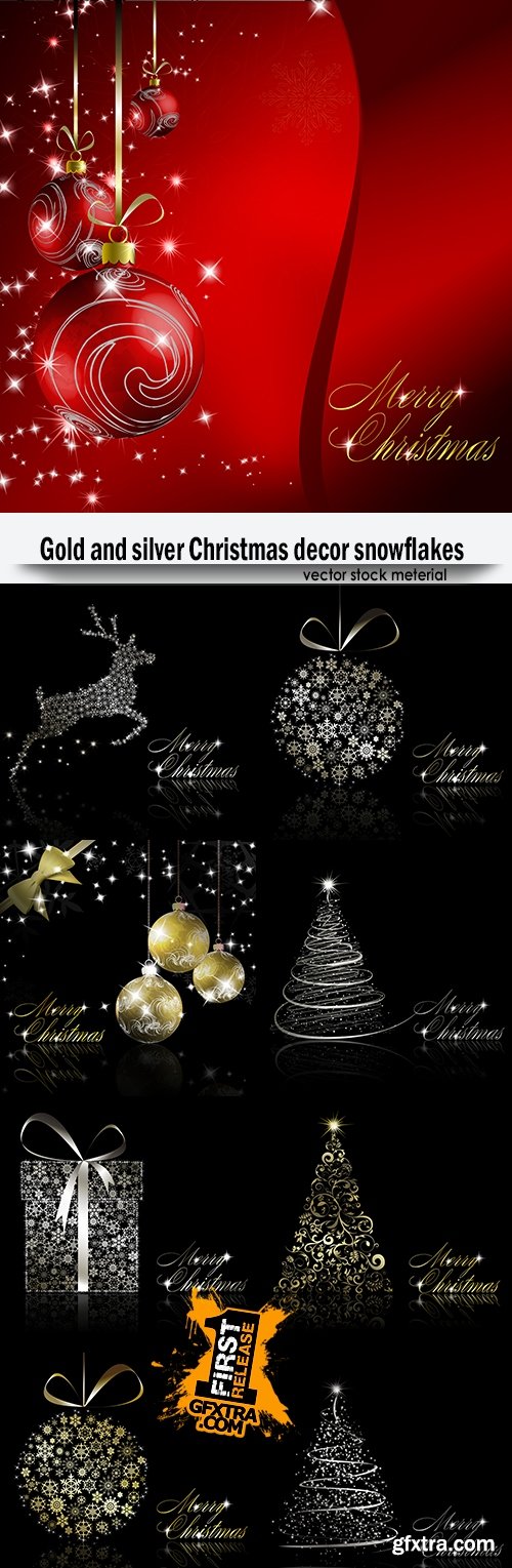 Gold and silver Christmas decor snowflakes