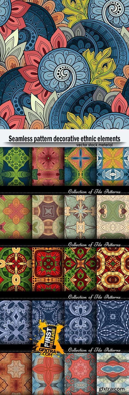 Seamless pattern decorative ethnic elements