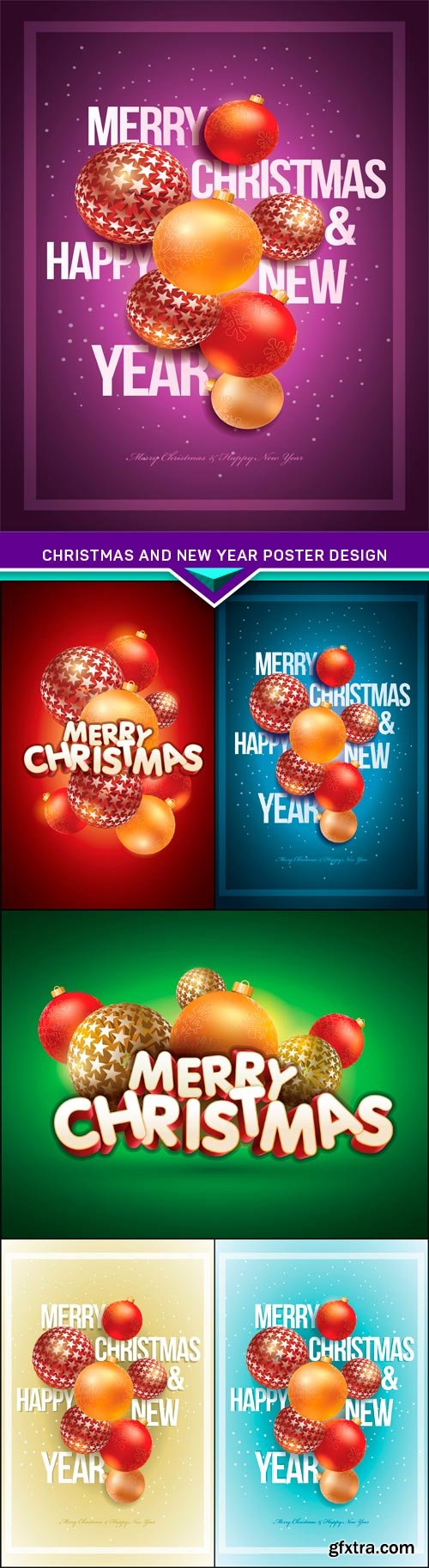 Christmas and New Year Poster Design 6X EPS