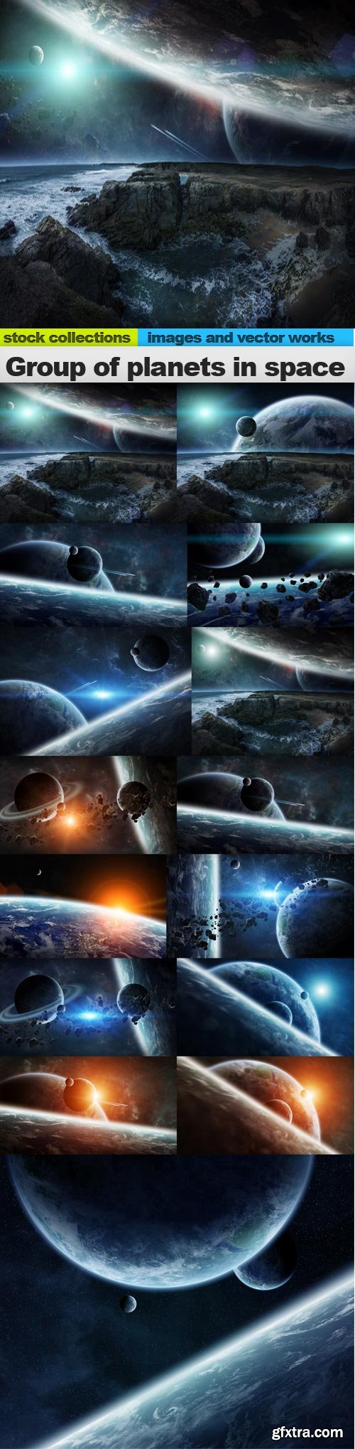 Group of planets in space, 15 x UHQ JPEG