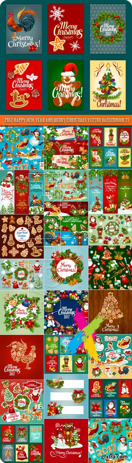 2017 Happy New Year and Merry Christmas vector background 27