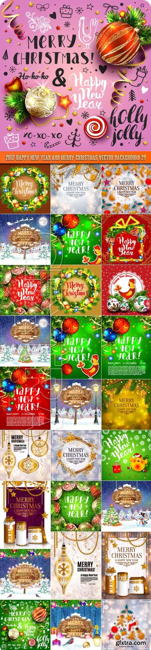 2017 Happy New Year and Merry Christmas vector background 29