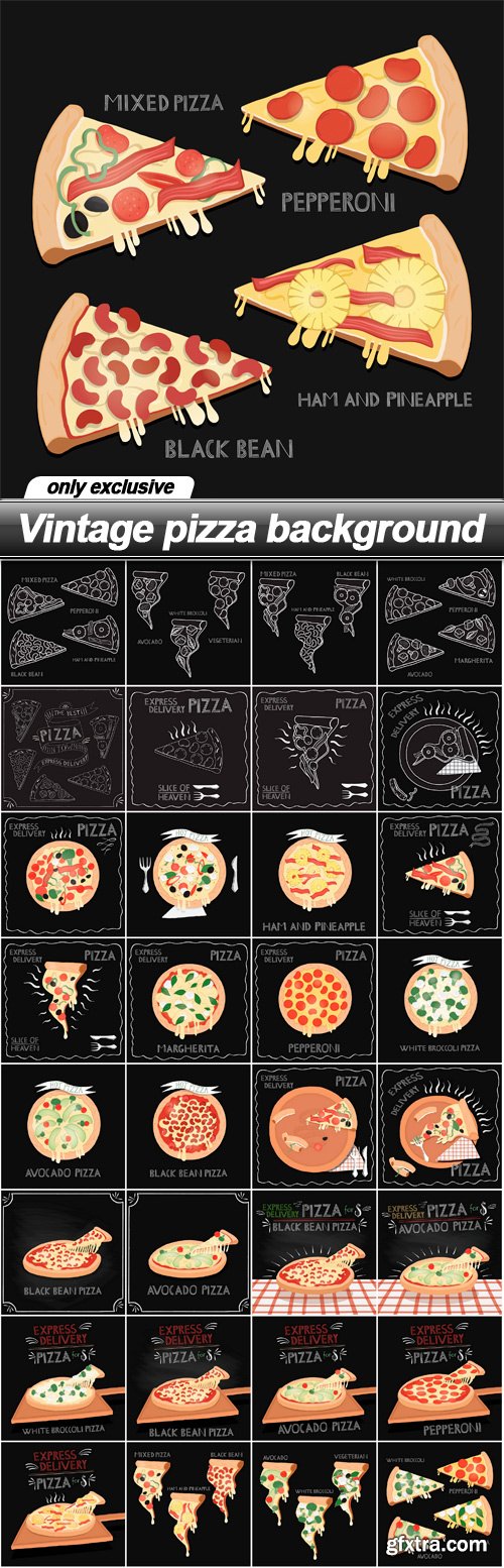 Vintage pizza background - 33 EPS