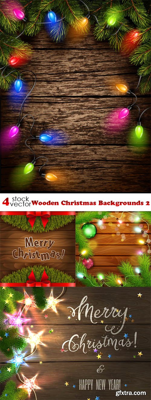 Vectors - Wooden Christmas Backgrounds 2