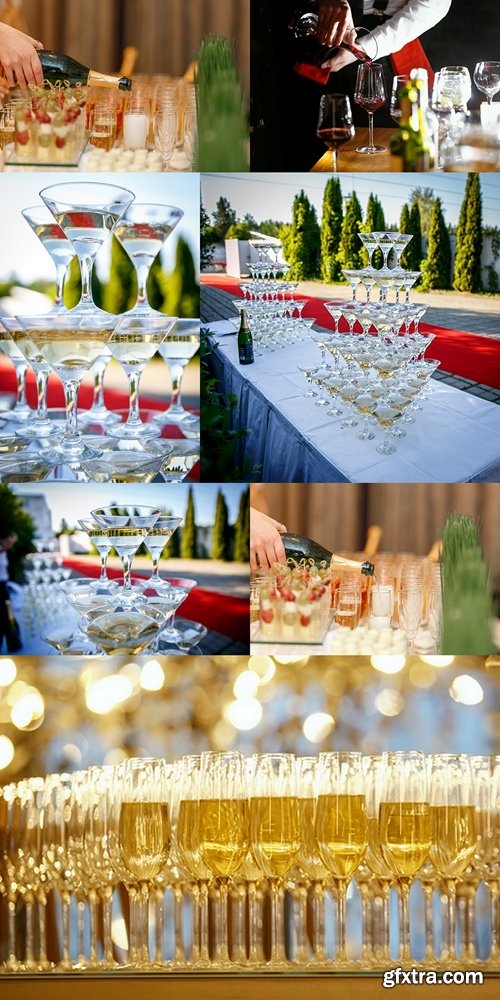 Champagne glasses on new year party. Concept event picture. Selective focus