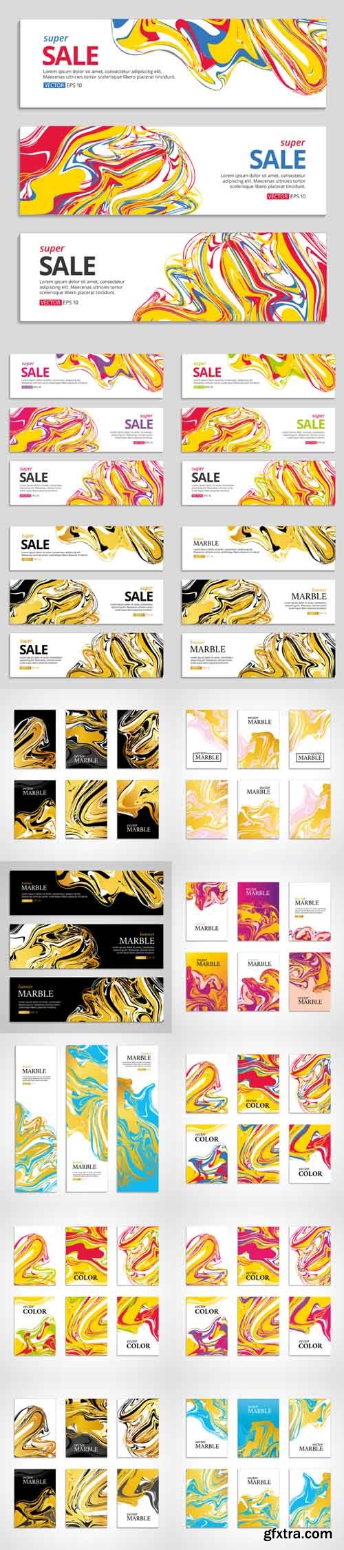 Vector Set - Marble Color Texture Cards and Banners