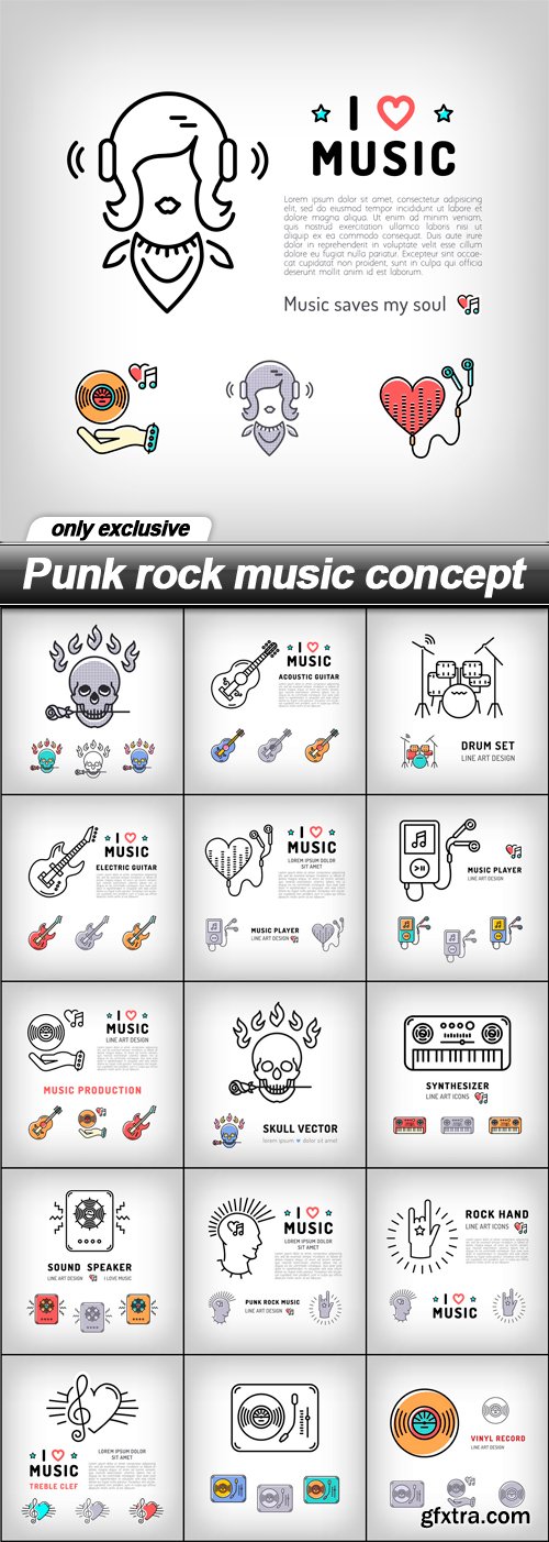 Punk rock music concept - 16 EPS