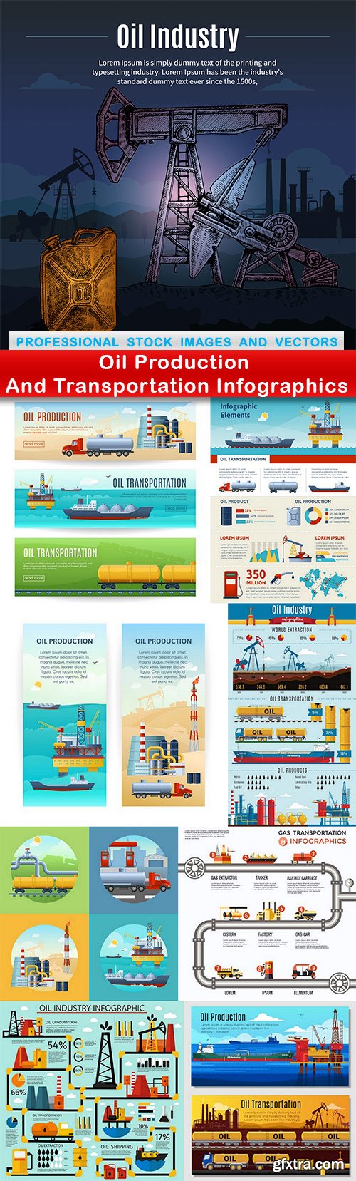 Oil Production And Transportation Infographics - 9 EPS