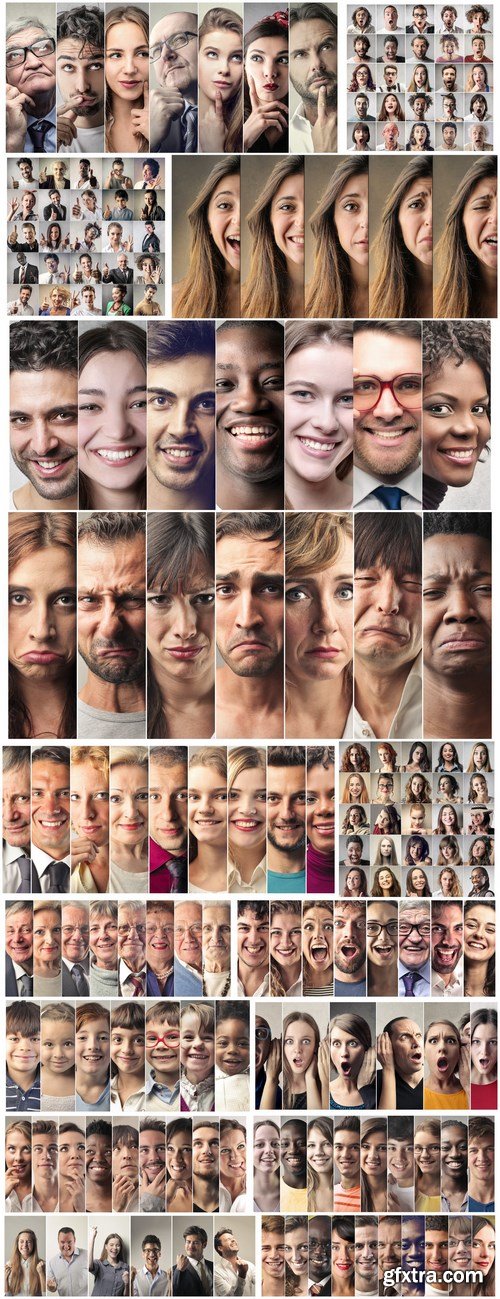 Faces and people\'s emotions 3 - 18xUHQ JPEG Photo Stock