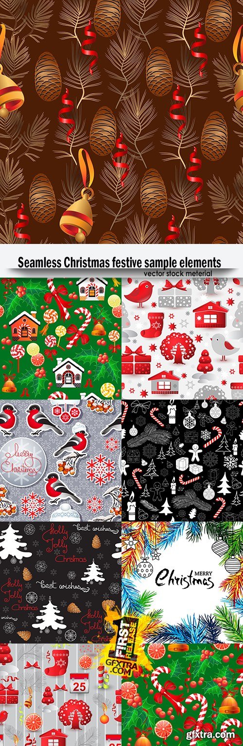 Seamless Christmas festive sample elements
