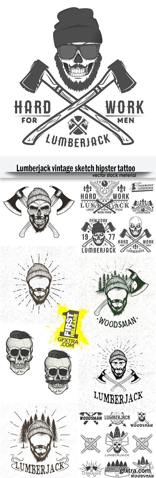 Lumberjack vintage sketch hipster tattoo