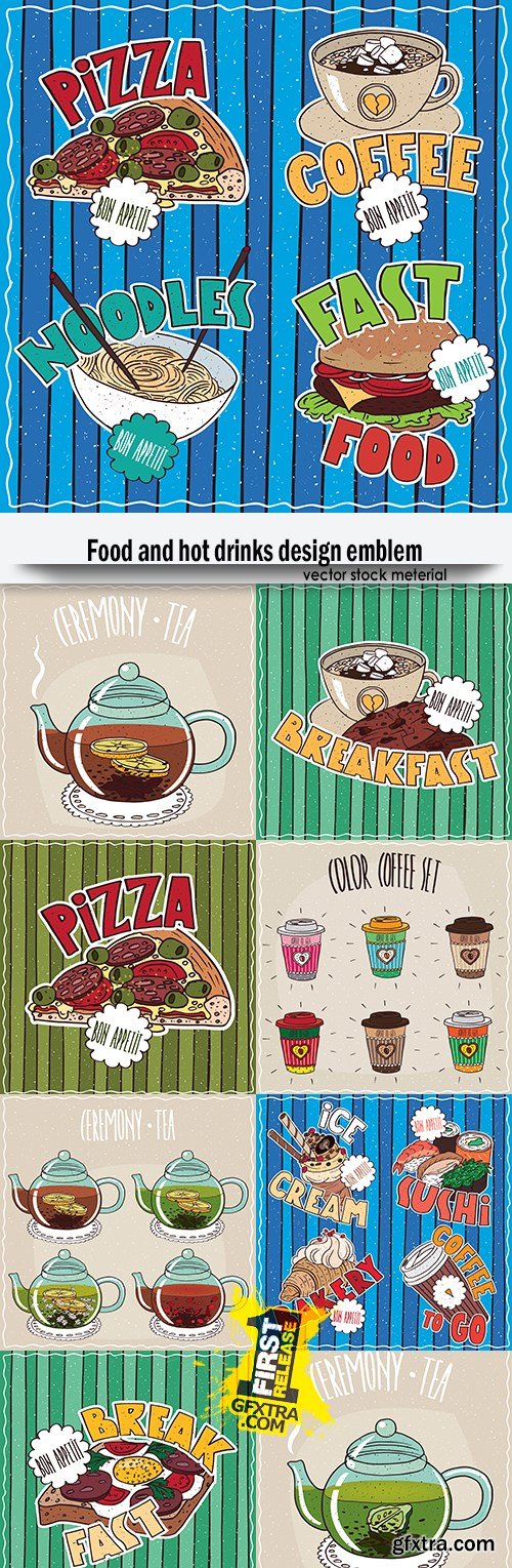 Food and hot drinks design emblem