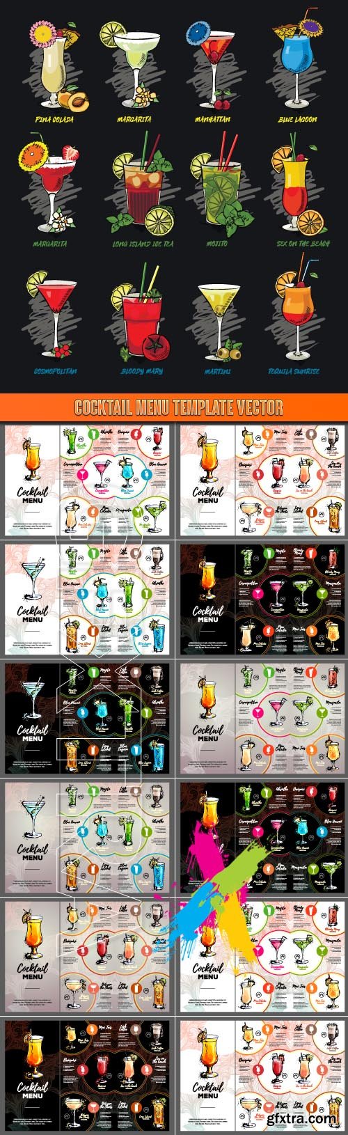 Cocktail menu template vector