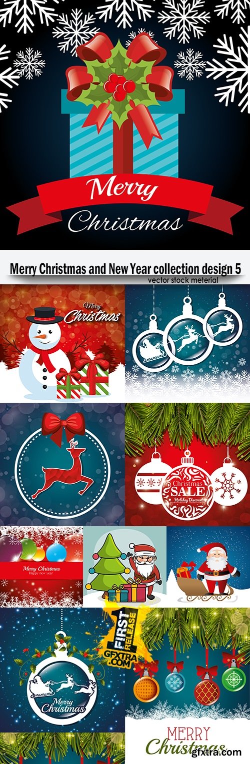 Merry Christmas and New Year collection design 5