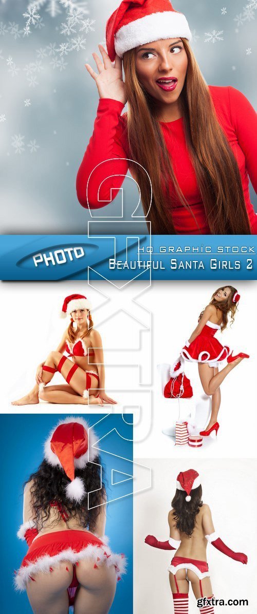 Stock Photo - Beautiful Santa Girls 2