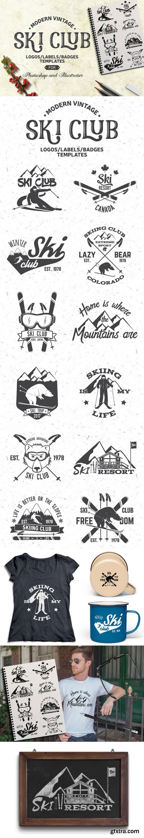CM - Vintage Ski Club Logos/Labels/Badges 1019173