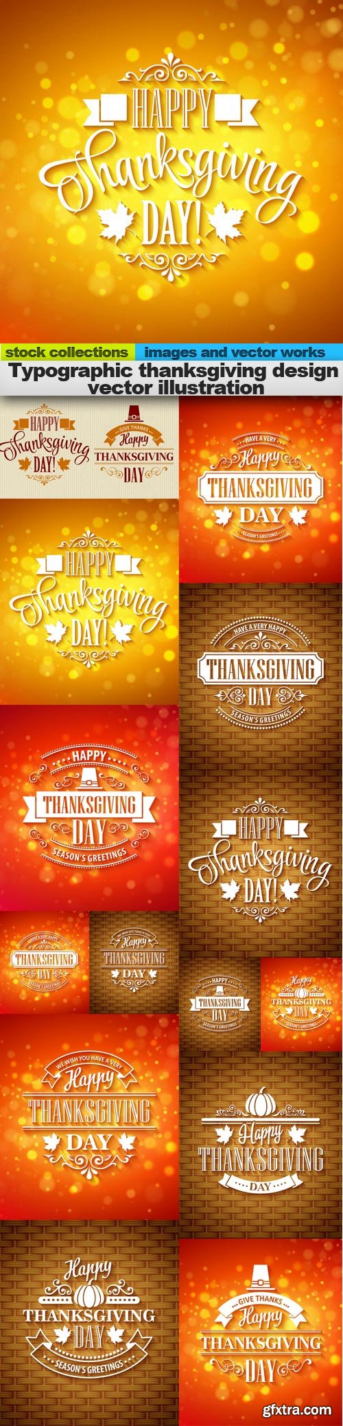 Typographic thanksgiving design vector illustration, 15 x EPS