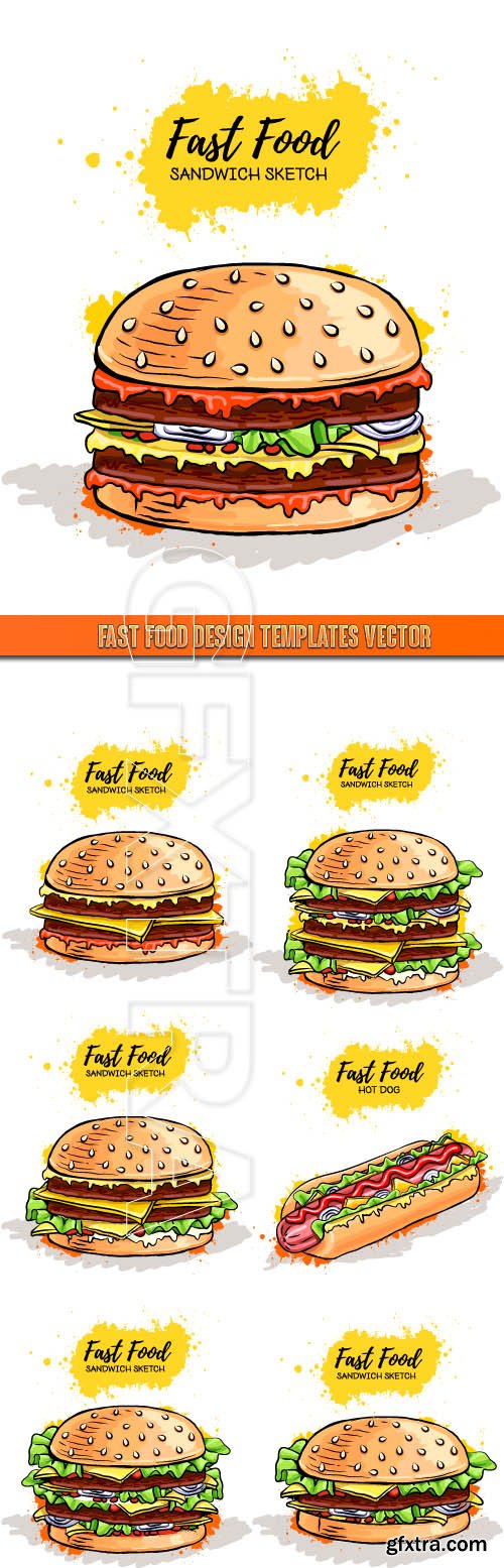 Fast food design templates vector