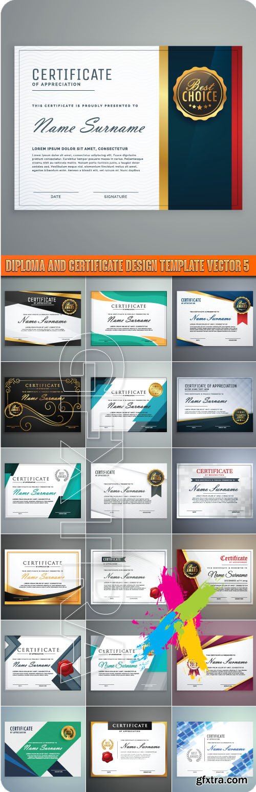 Diploma and certificate design template vector 5