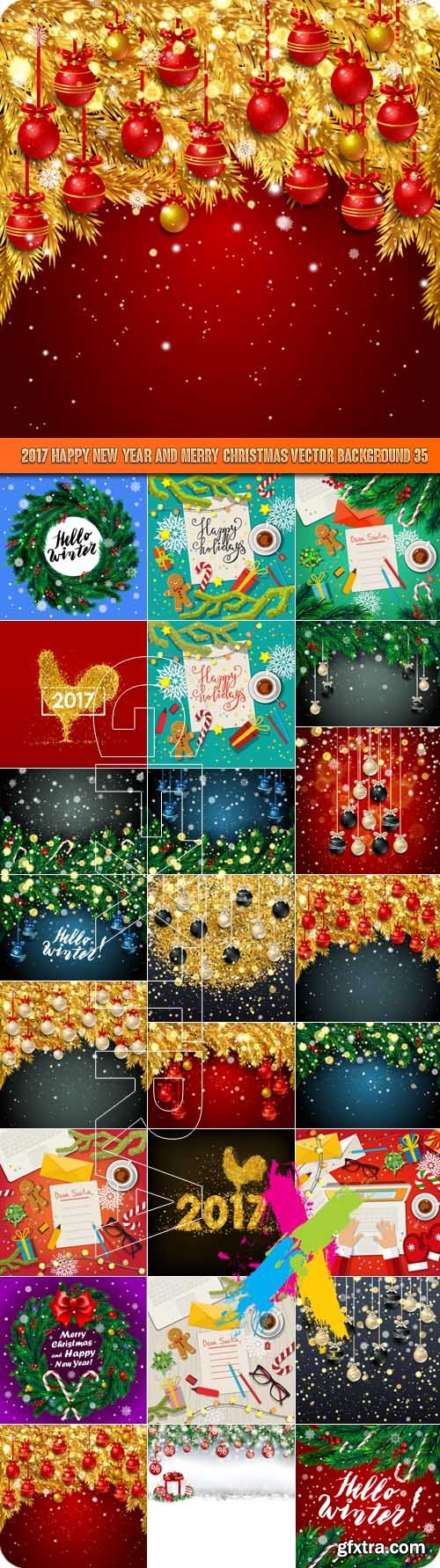 2017 Happy New Year and Merry Christmas vector background 35