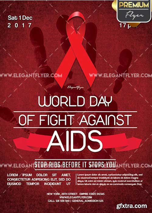 World day of fight against AIDS V2 Flyer PSD Template + Facebook Cover