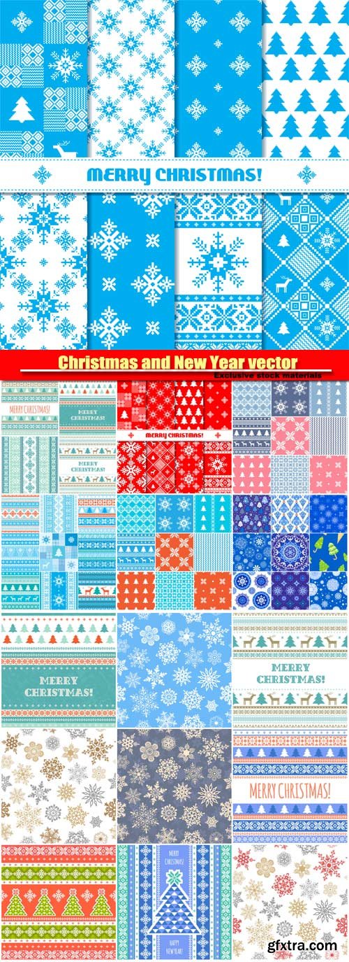 Christmas and New Year vector patterns