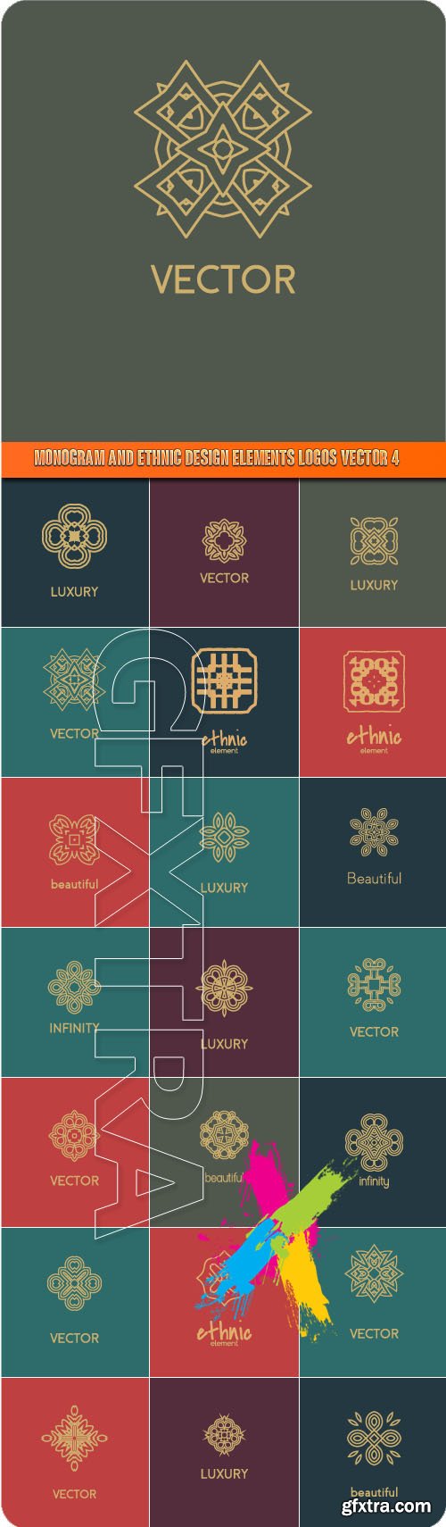 Monogram and ethnic design elements logos vector 4