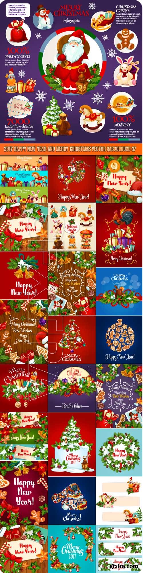2017 Happy New Year and Merry Christmas vector background 37