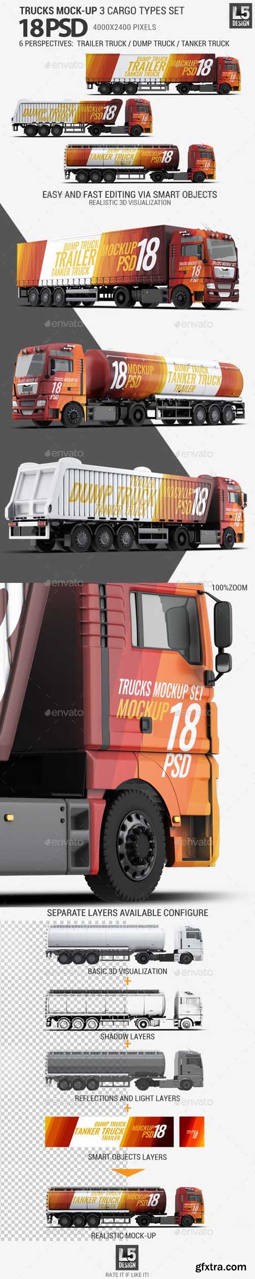 GR - Trucks Mock-up 3 Cargo Types Set 12463437