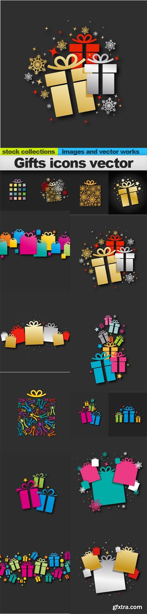 Gifts icons vector, 15 x EPS