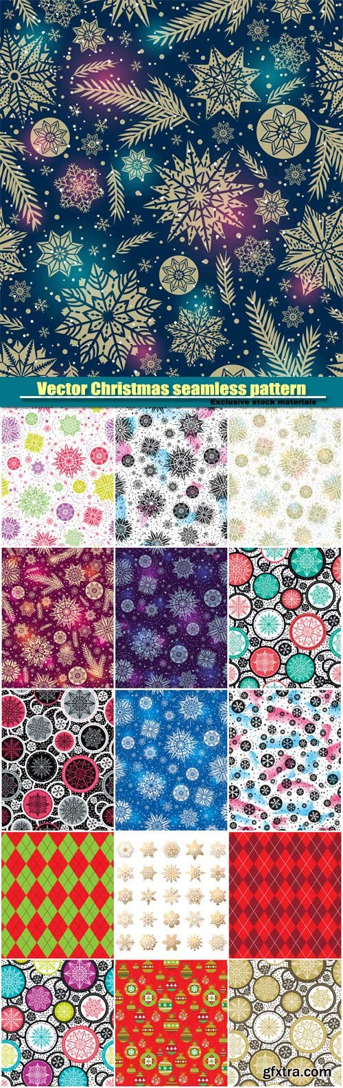 Vector Christmas seamless pattern background with snowflakes and stars
