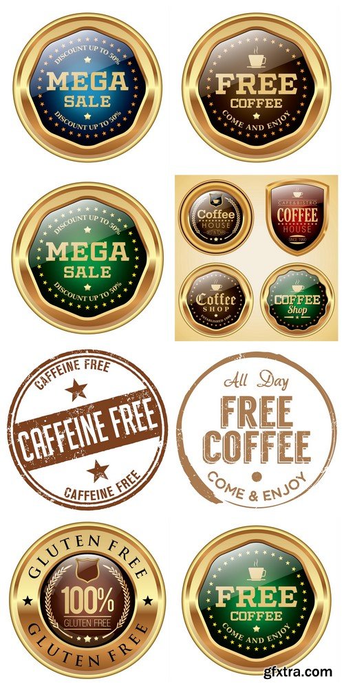 Labels coffee 8X EPS