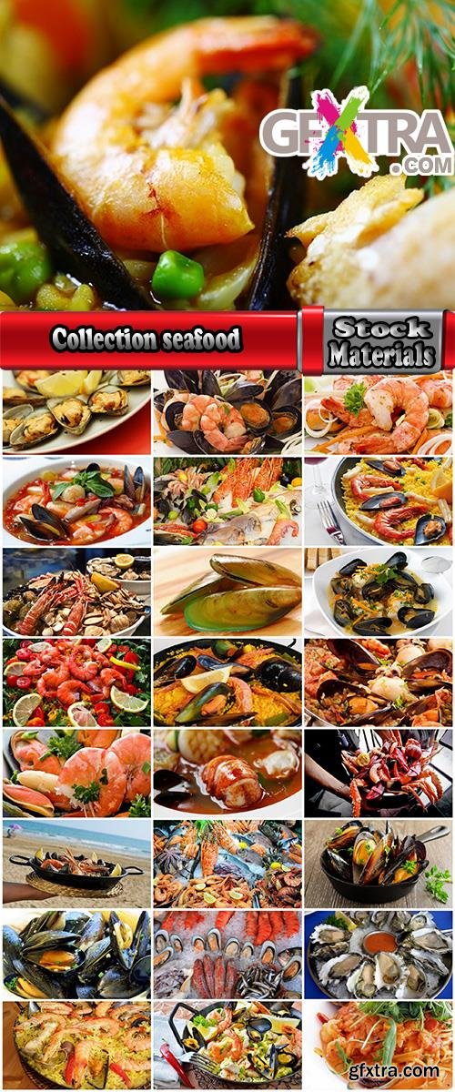 Collection mussel shrimp crab lobster risotto salad seafood delicacy delicatessen pure protein 25 HQ Jpeg