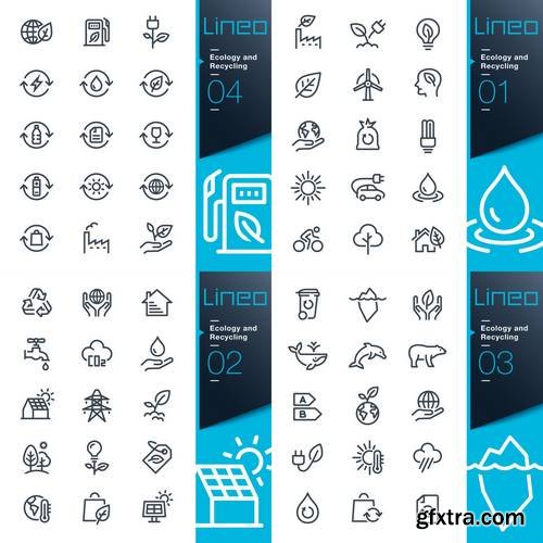 Ecology and Recycling Line Icons