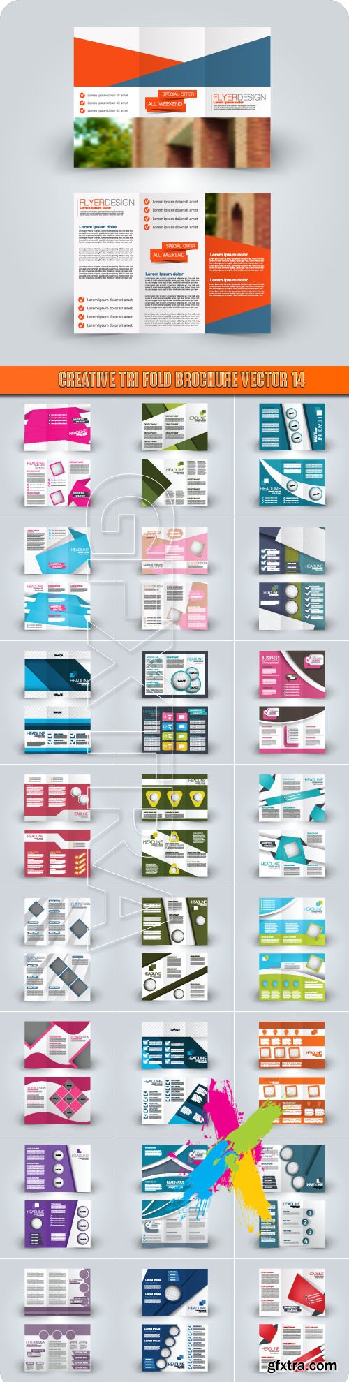 Creative tri fold brochure vector 14