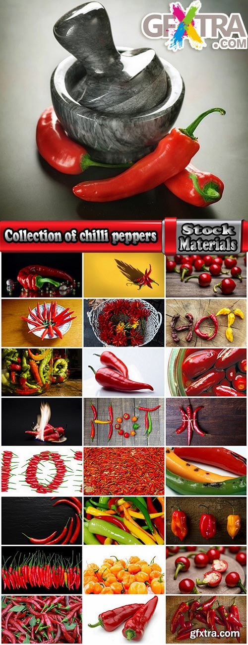 Collection of chilli peppers Bulgarian red yellow spices 25 HQ Jpeg