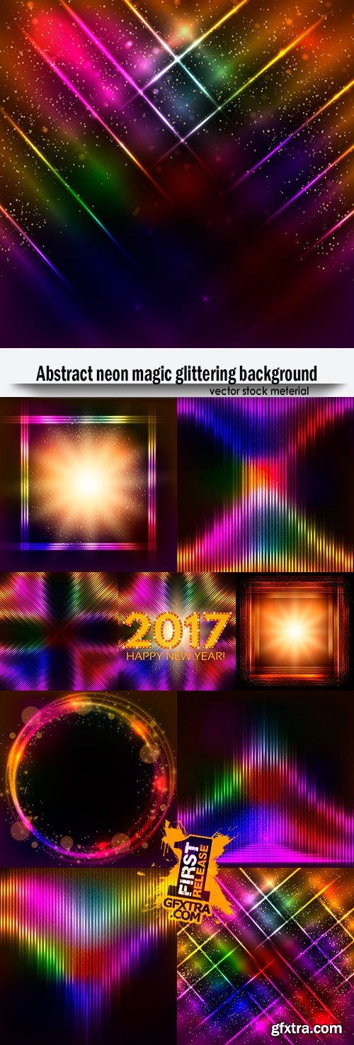 Abstract neon magic glittering background