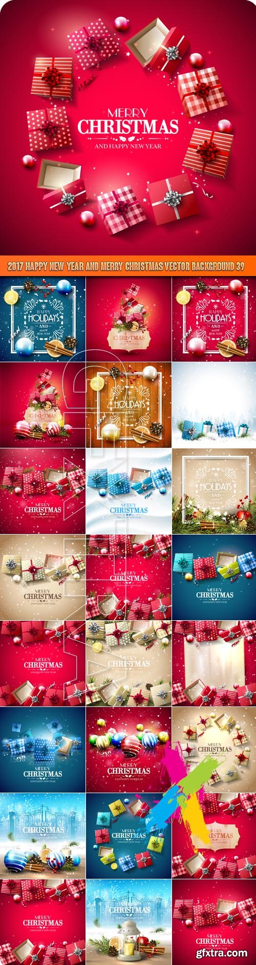 2017 Happy New Year and Merry Christmas vector background 39