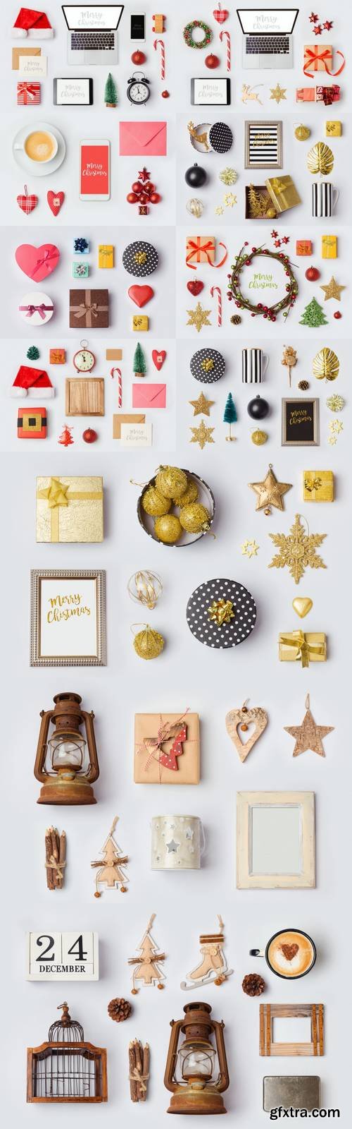 Christmas Rustic Ornaments and Objects for Mock Up Template Design