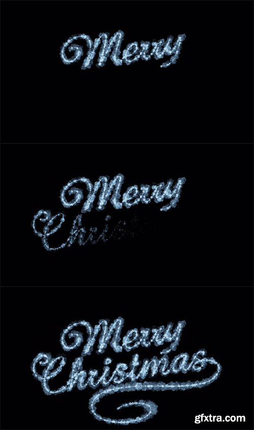 Beautiful Animation of Freezing Text Appearing. Merry Christmas Theme