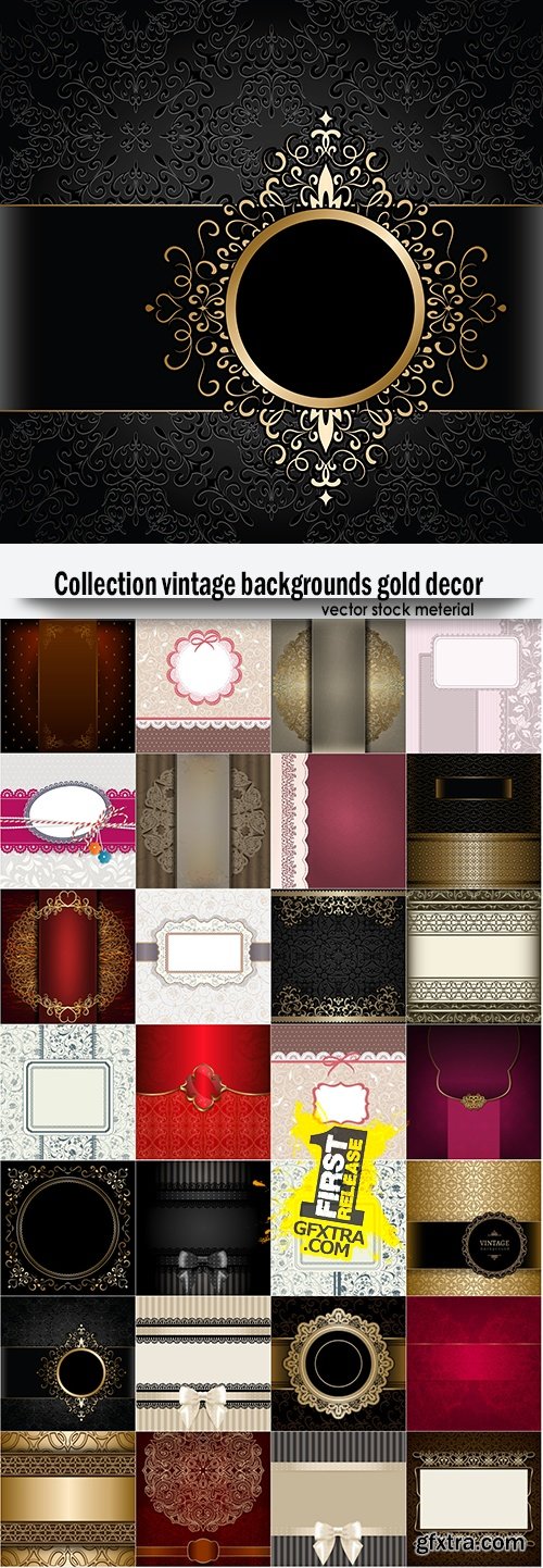 Collection vintage backgrounds gold decor
