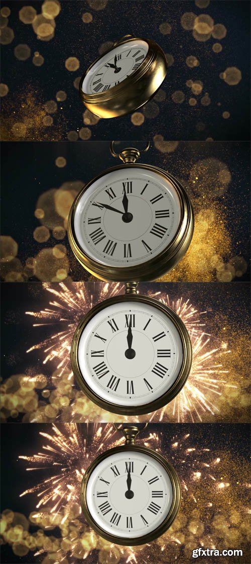New Year\'s at midnight with fireworks. 3d rendering