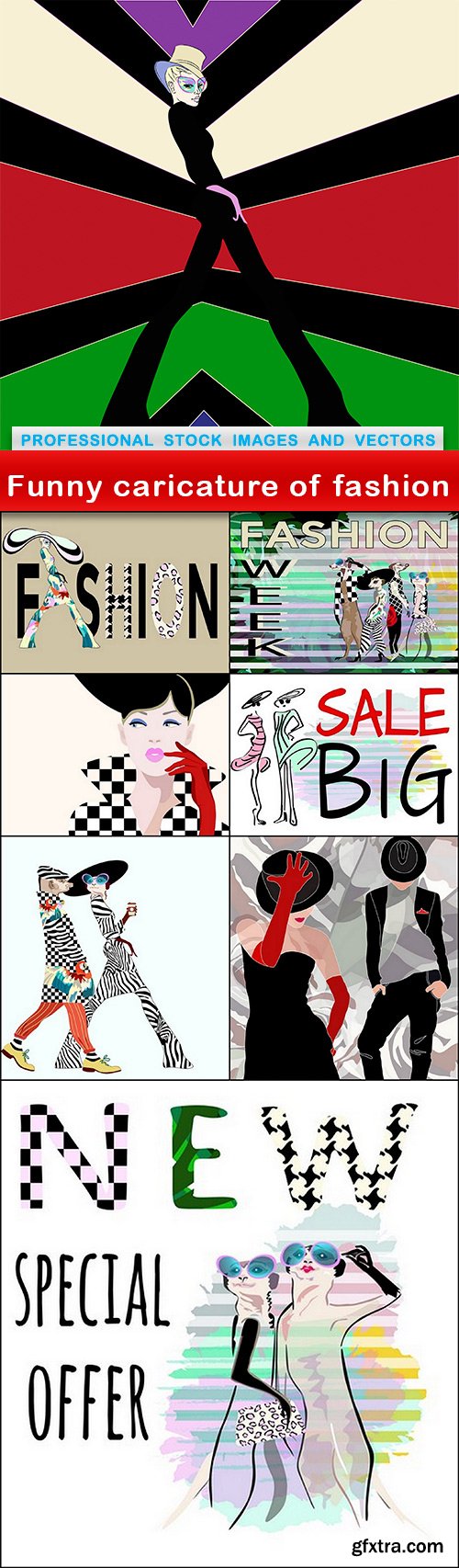 Funny caricature of fashion - 8 EPS