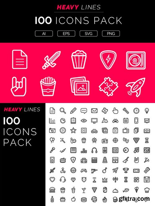 CM - Heavy Lines – 100 Icons Pack 1029012